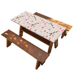 White Cherry Blossom Pattern Print Picnic Table Cover