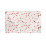 White Cherry Blossom Pattern Print Polyester Flag