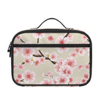 White Cherry Blossom Pattern Print Portable Lunch Bag