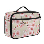White Cherry Blossom Pattern Print Portable Lunch Bag