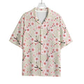 White Cherry Blossom Pattern Print Rayon Hawaiian Shirt