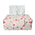 White Cherry Blossom Pattern Print Rectangle Tissue Box Cover