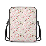 White Cherry Blossom Pattern Print Rectangular Crossbody Bag