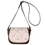 White Cherry Blossom Pattern Print Saddle Bag