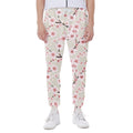White Cherry Blossom Pattern Print Joggers