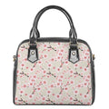 White Cherry Blossom Pattern Print Shoulder Handbag