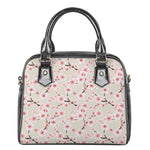 White Cherry Blossom Pattern Print Shoulder Handbag