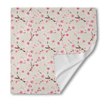 White Cherry Blossom Pattern Print Silk Bandana
