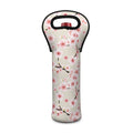 White Cherry Blossom Pattern Print Single Neoprene Wine Tote