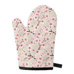 White Cherry Blossom Pattern Print Single Oven Mitt
