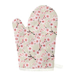 White Cherry Blossom Pattern Print Single Oven Mitt