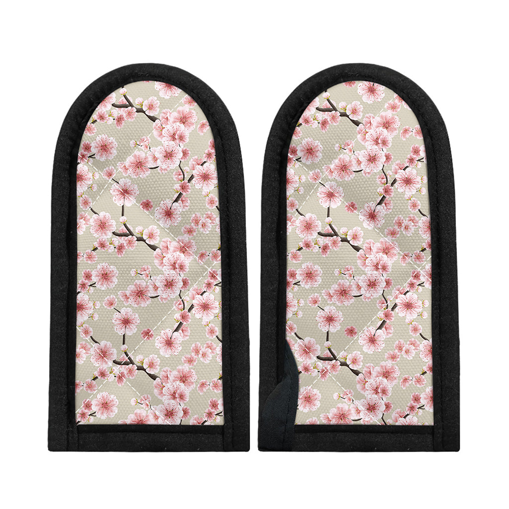 White Cherry Blossom Pattern Print Skillet Handle Cover