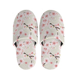 White Cherry Blossom Pattern Print Slippers