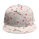 White Cherry Blossom Pattern Print Snapback Cap