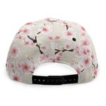 White Cherry Blossom Pattern Print Snapback Cap