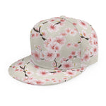 White Cherry Blossom Pattern Print Snapback Cap