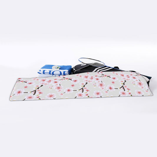 White Cherry Blossom Pattern Print Sports Towel