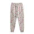 White Cherry Blossom Pattern Print Sweatpants