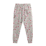 White Cherry Blossom Pattern Print Sweatpants