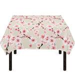 White Cherry Blossom Pattern Print Tablecloth