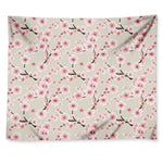 White Cherry Blossom Pattern Print Tapestry