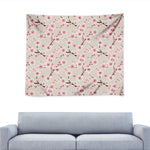 White Cherry Blossom Pattern Print Tapestry
