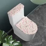White Cherry Blossom Pattern Print Toilet Lid And Tank Cover Set
