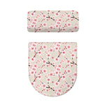 White Cherry Blossom Pattern Print Toilet Lid And Tank Cover Set