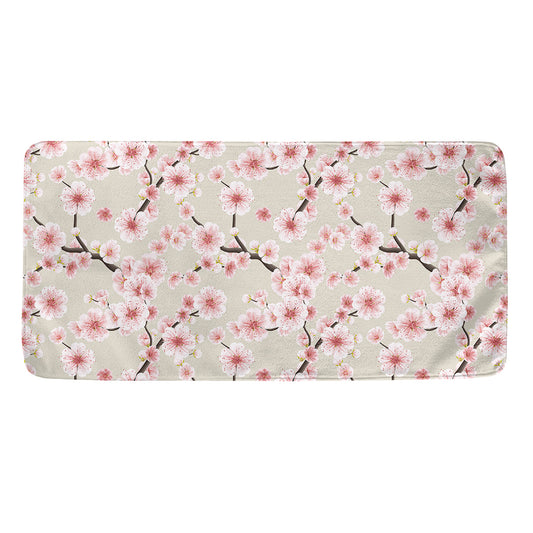 White Cherry Blossom Pattern Print Towel