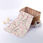 White Cherry Blossom Pattern Print Towel