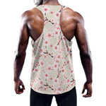White Cherry Blossom Pattern Print Training Tank Top