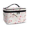 White Cherry Blossom Pattern Print Travel Makeup Bag