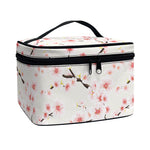White Cherry Blossom Pattern Print Travel Makeup Bag