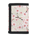 White Cherry Blossom Pattern Print Trifold Wallet