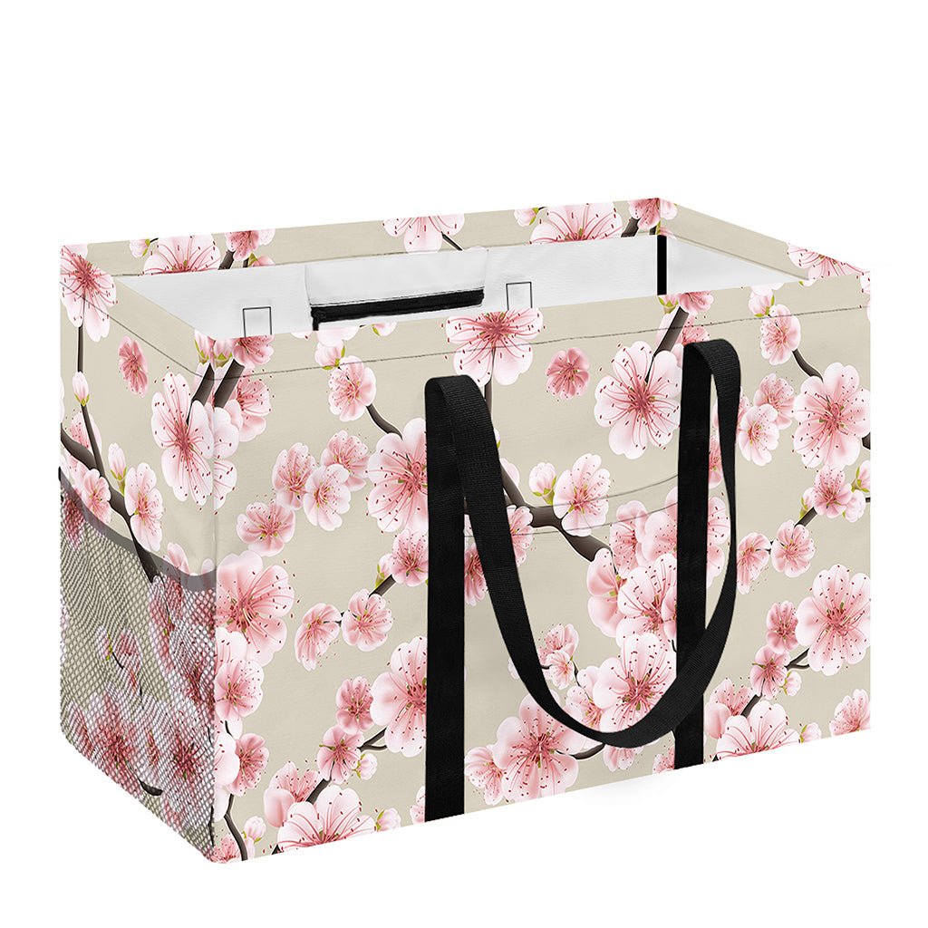 White Cherry Blossom Pattern Print Utility Tote Bag