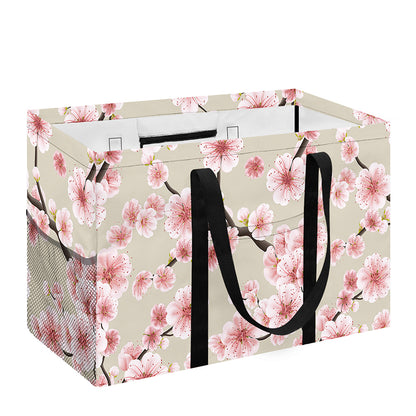 White Cherry Blossom Pattern Print Utility Tote Bag