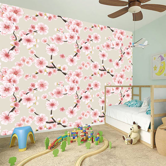 White Cherry Blossom Pattern Print Wall Sticker