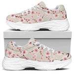 White Cherry Blossom Pattern Print White Chunky Shoes
