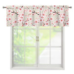 White Cherry Blossom Pattern Print Window Valance