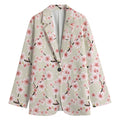 White Cherry Blossom Pattern Print Women's Blazer