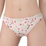 White Cherry Blossom Pattern Print Women's Panties