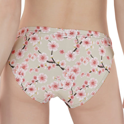White Cherry Blossom Pattern Print Women's Panties