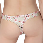 White Cherry Blossom Pattern Print Women's Thong