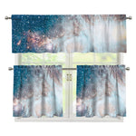 White Cloud Galaxy Space Print 3 Piece Kitchen Curtains