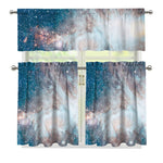 White Cloud Galaxy Space Print 3 Piece Kitchen Curtains