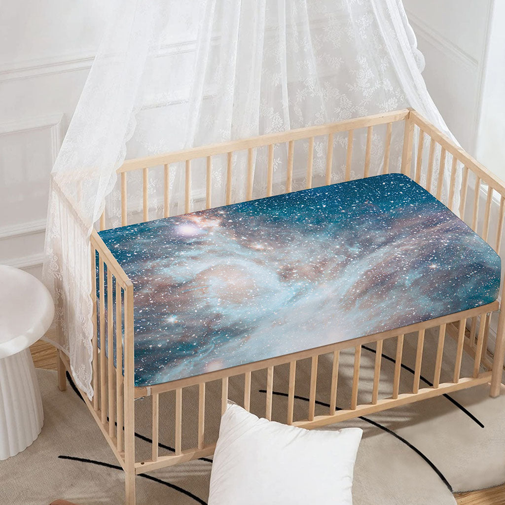 White Cloud Galaxy Space Print Baby Crib Sheet