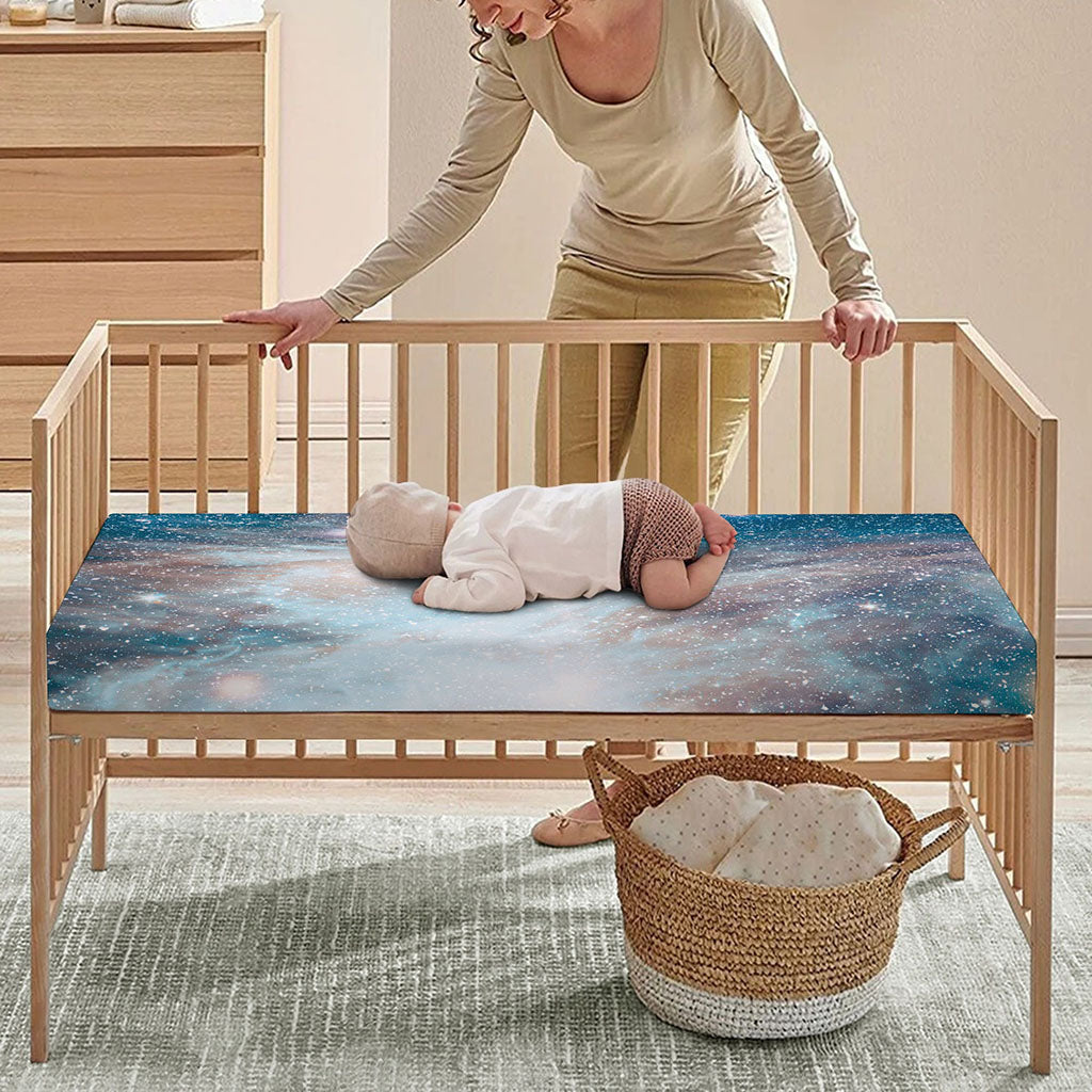 White Cloud Galaxy Space Print Baby Crib Sheet