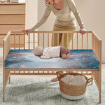 White Cloud Galaxy Space Print Baby Crib Sheet