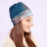White Cloud Galaxy Space Print Beanie