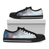 White Cloud Galaxy Space Print Black Low Top Sneakers